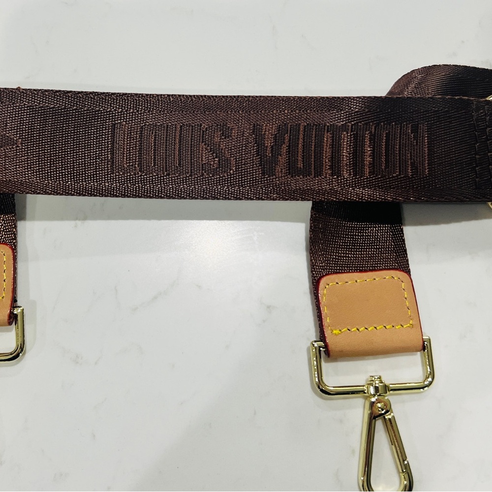 Louis Vuitton Brown Shoulder Strap with Gold Hardware
